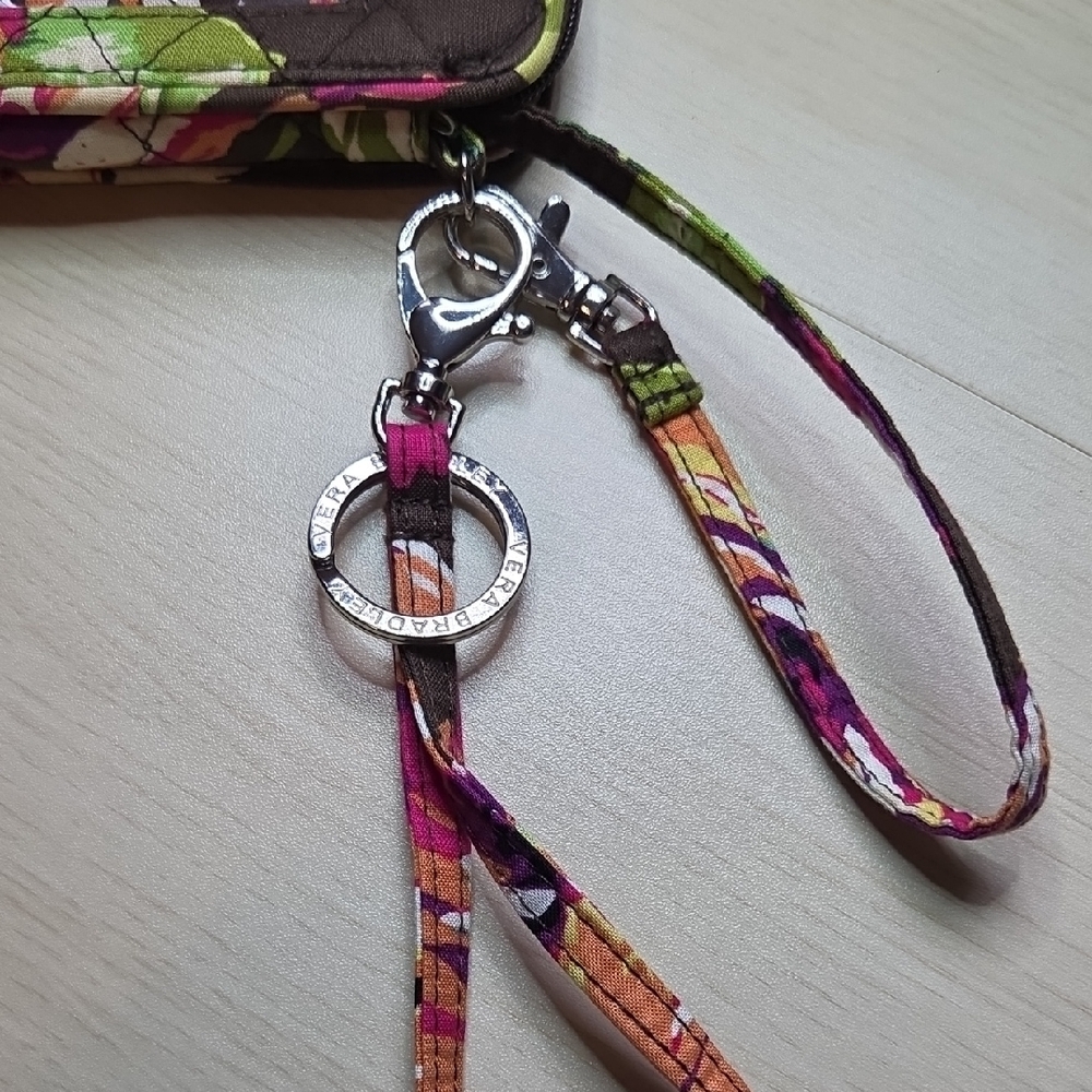 Vera Bradley Multucolor Floral Phone Case Wallet w Breakaway Lanyard & Key Ring - Picture 9 of 11